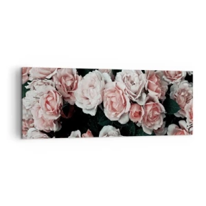 Quadro su tela - Stampe su Tela - Rose rosa su sfondo scuro in una composizione delicata - 140x50cm - Composizione di rose - Decorazione murale moderna per soggiorno e camera da letto ARTTOR