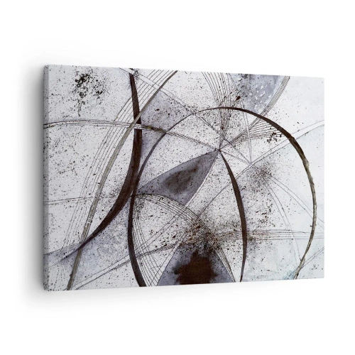 Quadro su tela - Stampe su Tela - Linee e forme astratte nelle tonalità del grigio e del nero - 70x50cm - Fantasia futuristica - Decorazione murale moderna per soggiorno e camera da letto ARTTOR