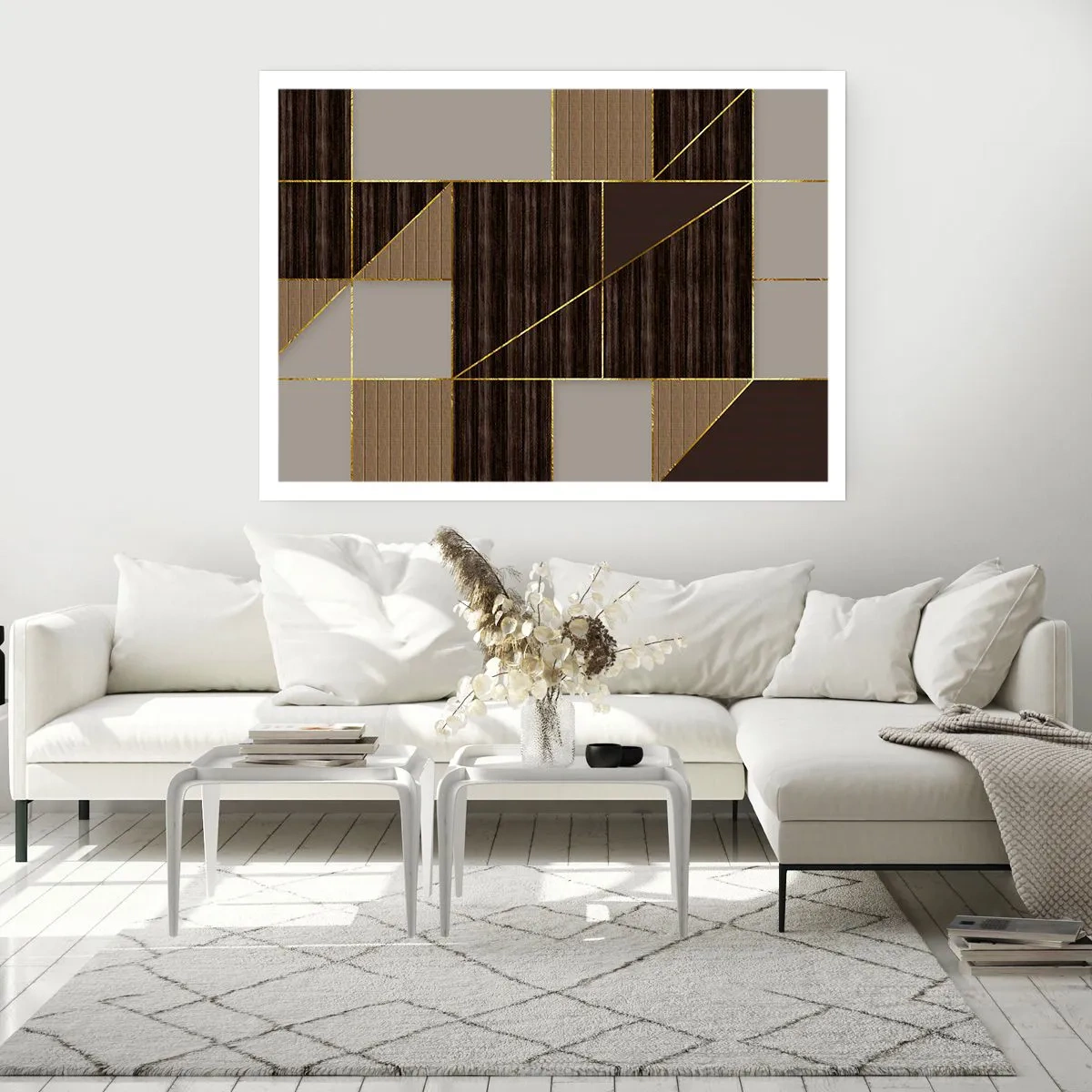 Poster - Mosaico di marrone e oro - 70x50 cm