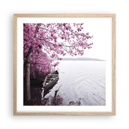 Poster in cornice rovere chiaro - Nel silenzio rosa - 50x50 cm