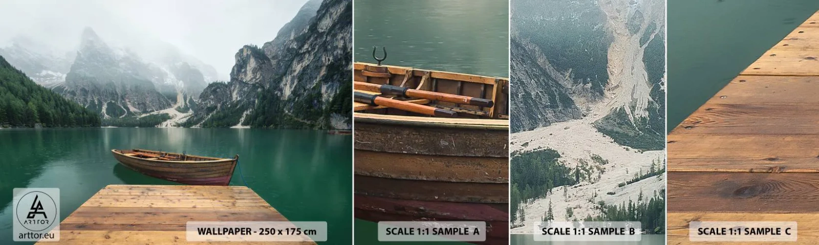 Campione Di Fotomurale Standard Eco - E attorno le fiere rocce - Paesaggio, Montagne, Lago - 100x30 cm