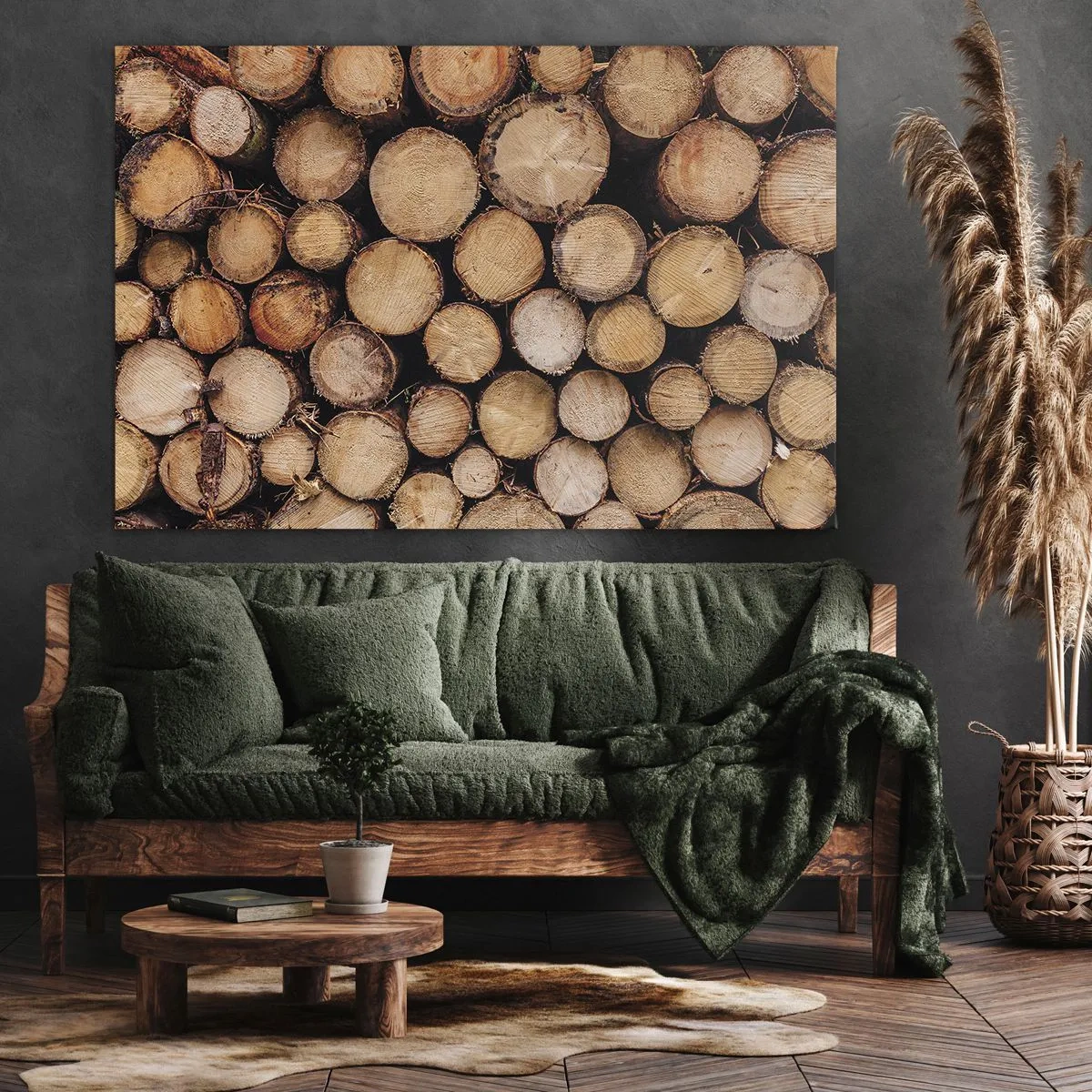 Quadro su tela - Stampe su Tela - Mucchi di tronchi d'albero abbattuti disposti in armonia - 120x80cm - Nuovo inizio - Decorazione murale moderna per soggiorno e camera da letto ARTTOR