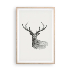 Poster in cornice rovere chiaro - Cervo in stile cubista - 61x91 cm