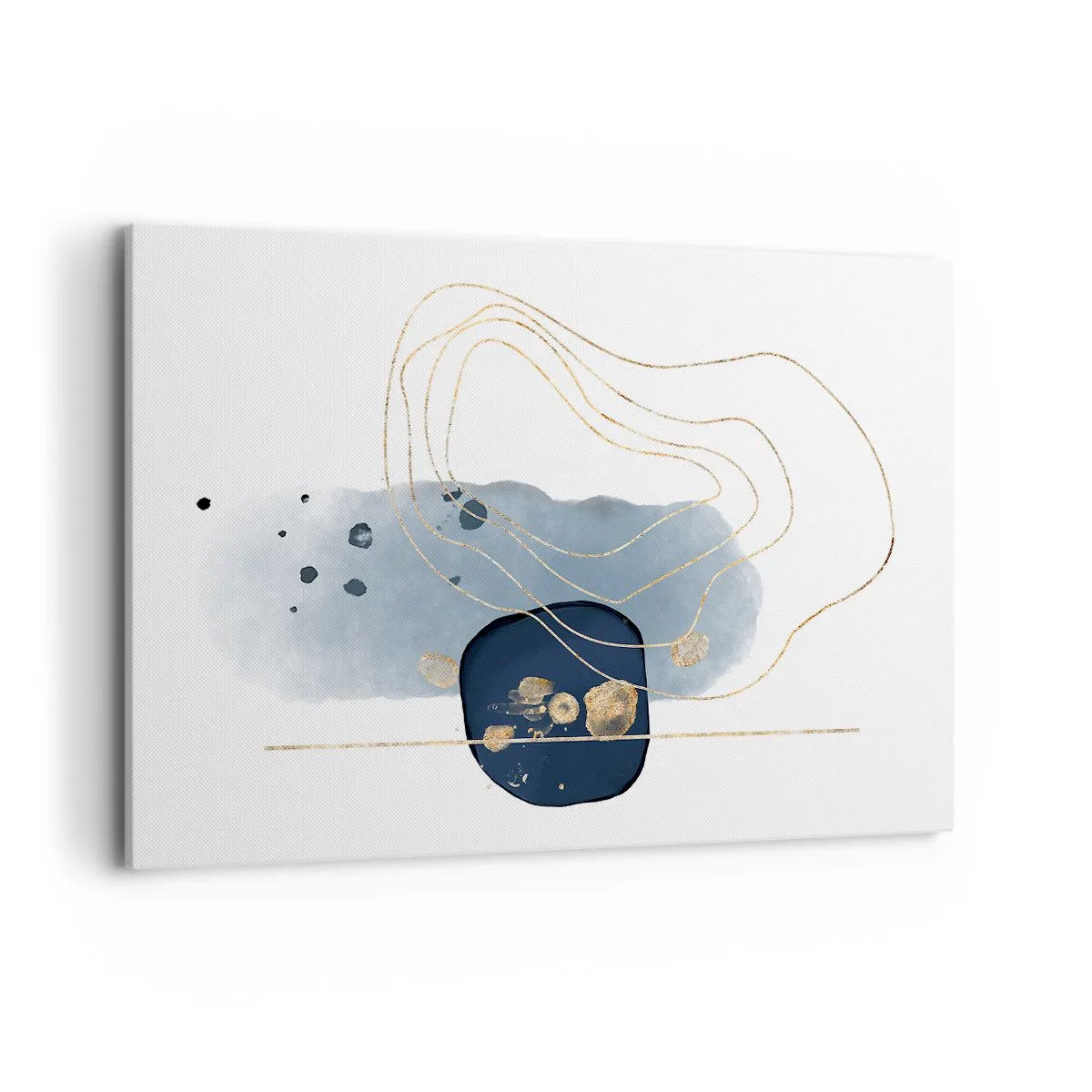 Quadro su tela - Stampe su Tela - Astrazione nei toni del blu e dell'oro - 120x80cm - Fantasia blu e oro - Decorazione murale moderna per soggiorno e camera da letto ARTTOR