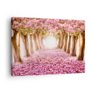 Quadro su tela - Stampe su Tela - Un viale di alberi in fiore nelle sfumature del rosa - 70x50cm - La strada verso il paradiso - Decorazione murale moderna per soggiorno e camera da letto ARTTOR