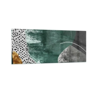 Quadro su vetro - Astrazione colorata con petalo d'oro - 100x40 cm