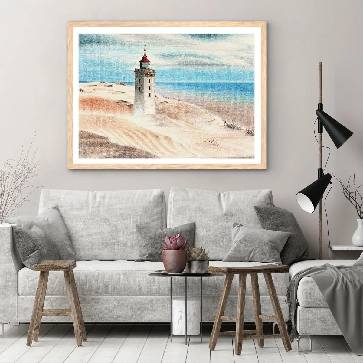 Poster in cornice rovere chiaro - Sempre guardando il mare - 100x70 cm