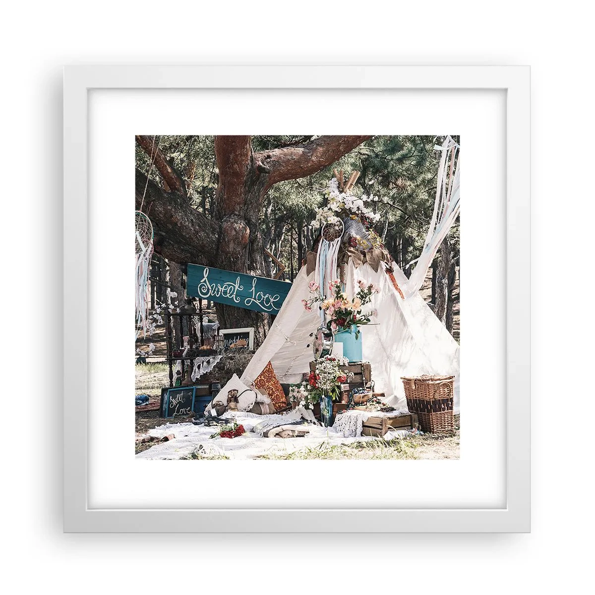 Poster in cornice bianca - Make love... - 30x30 cm