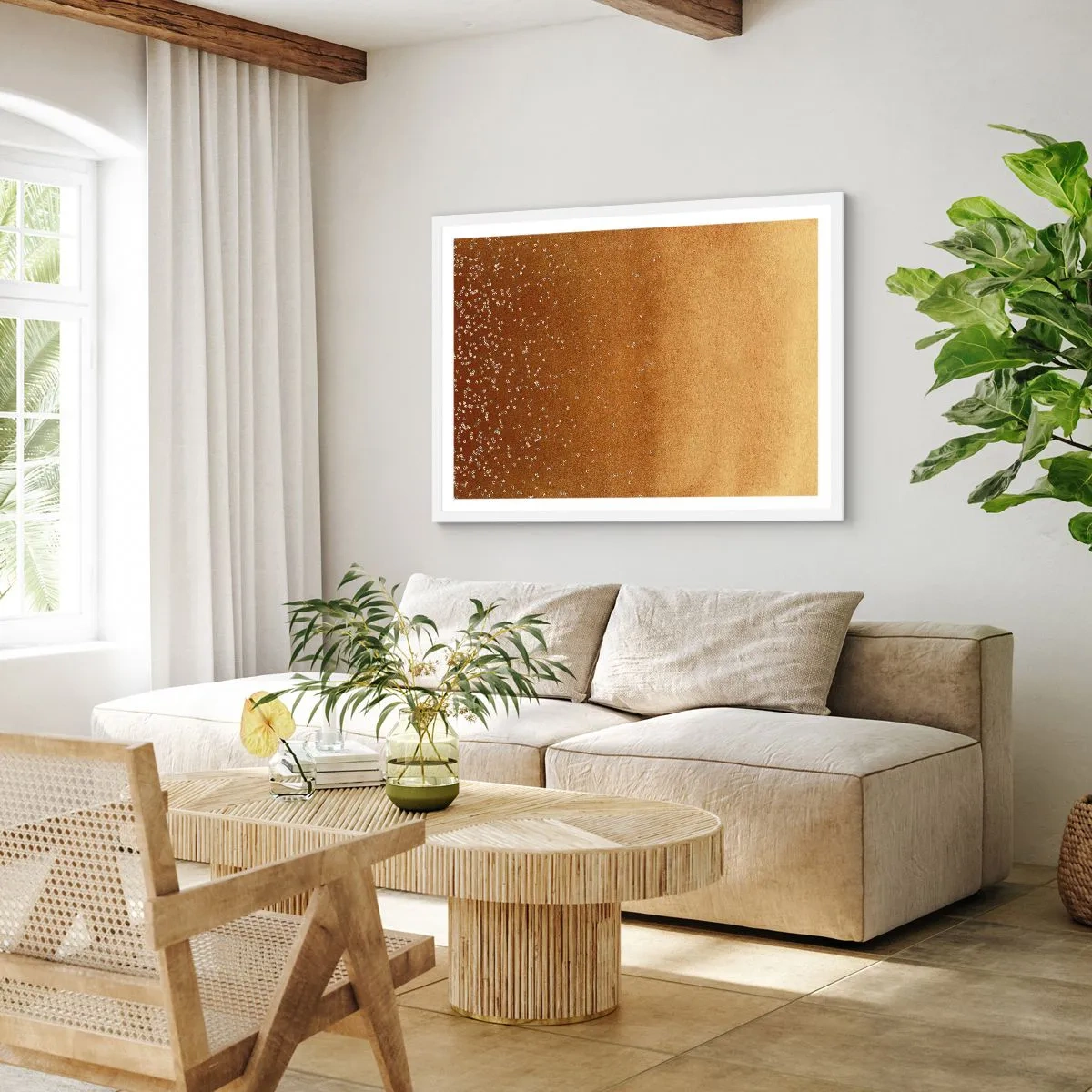 Poster in cornice bianca - La nascita della luce - 100x70 cm