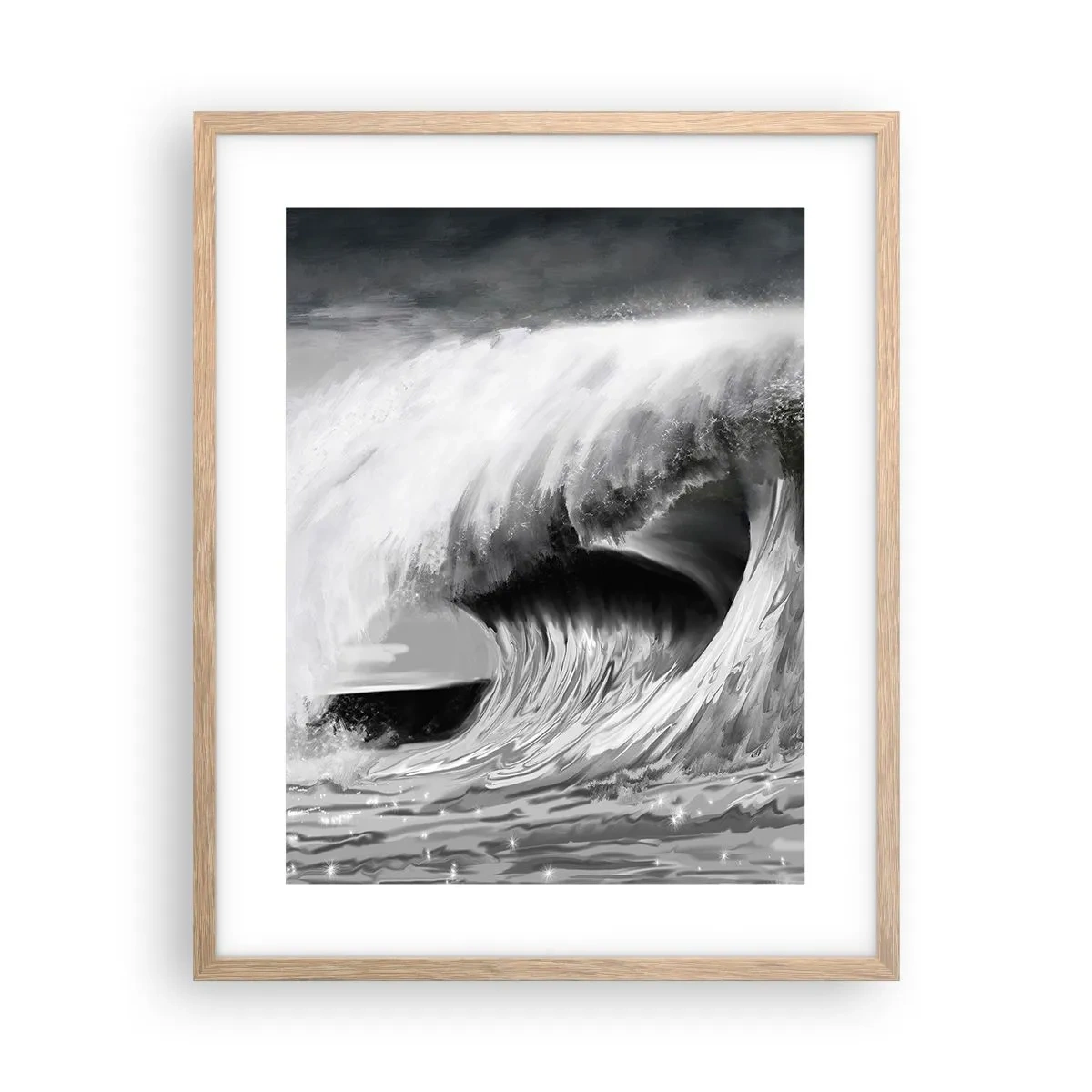 Poster in cornice rovere chiaro - La furia dell'oceano - 40x50 cm