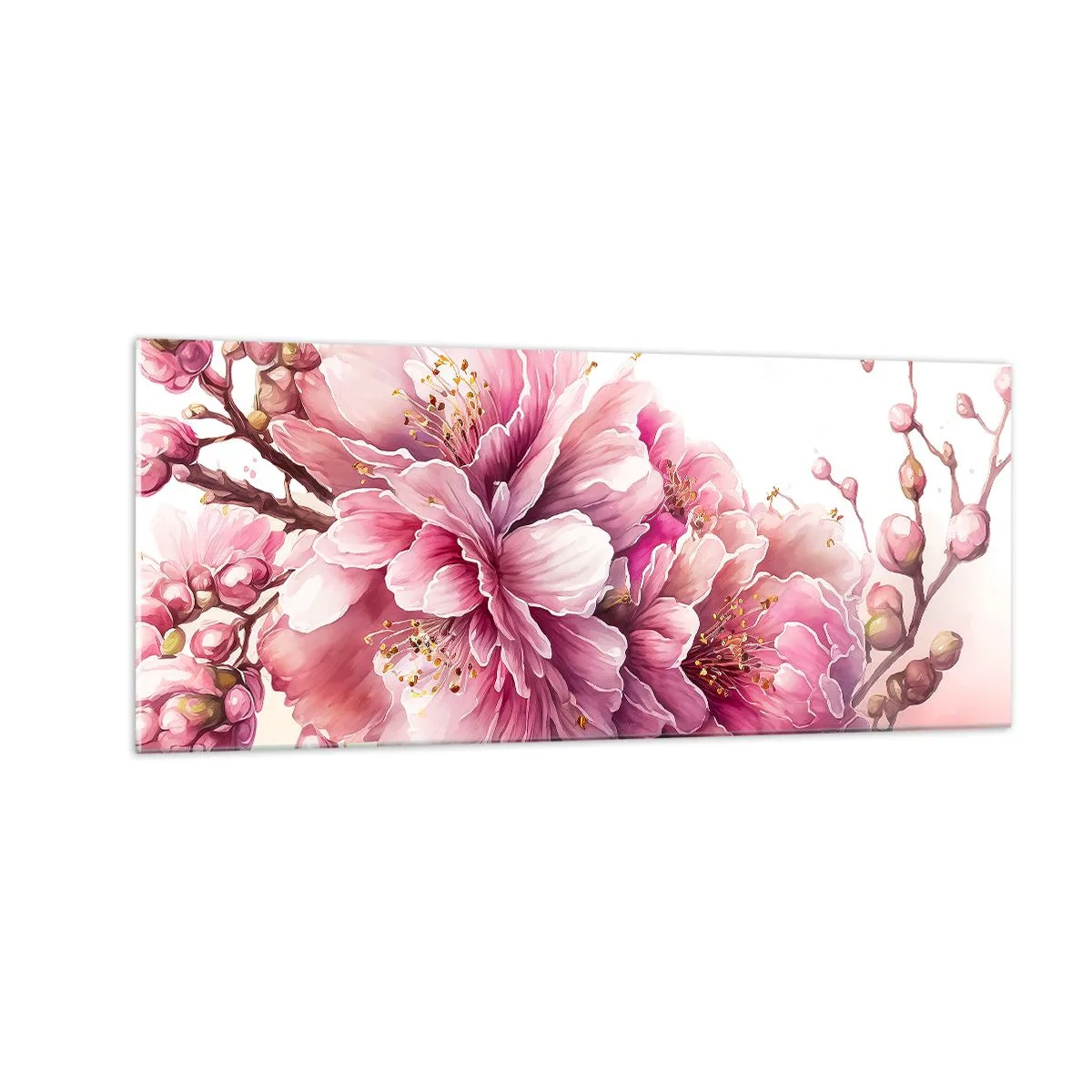 Quadro su vetro - Fiore di ciliegio - 100x40 cm