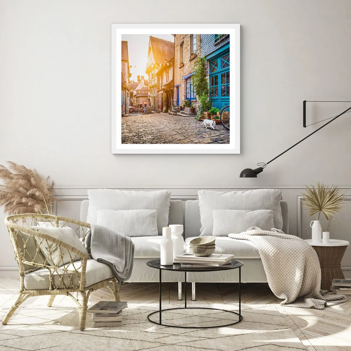 Poster in cornice bianca - Lo spirito bianco della cittadina - 60x60 cm