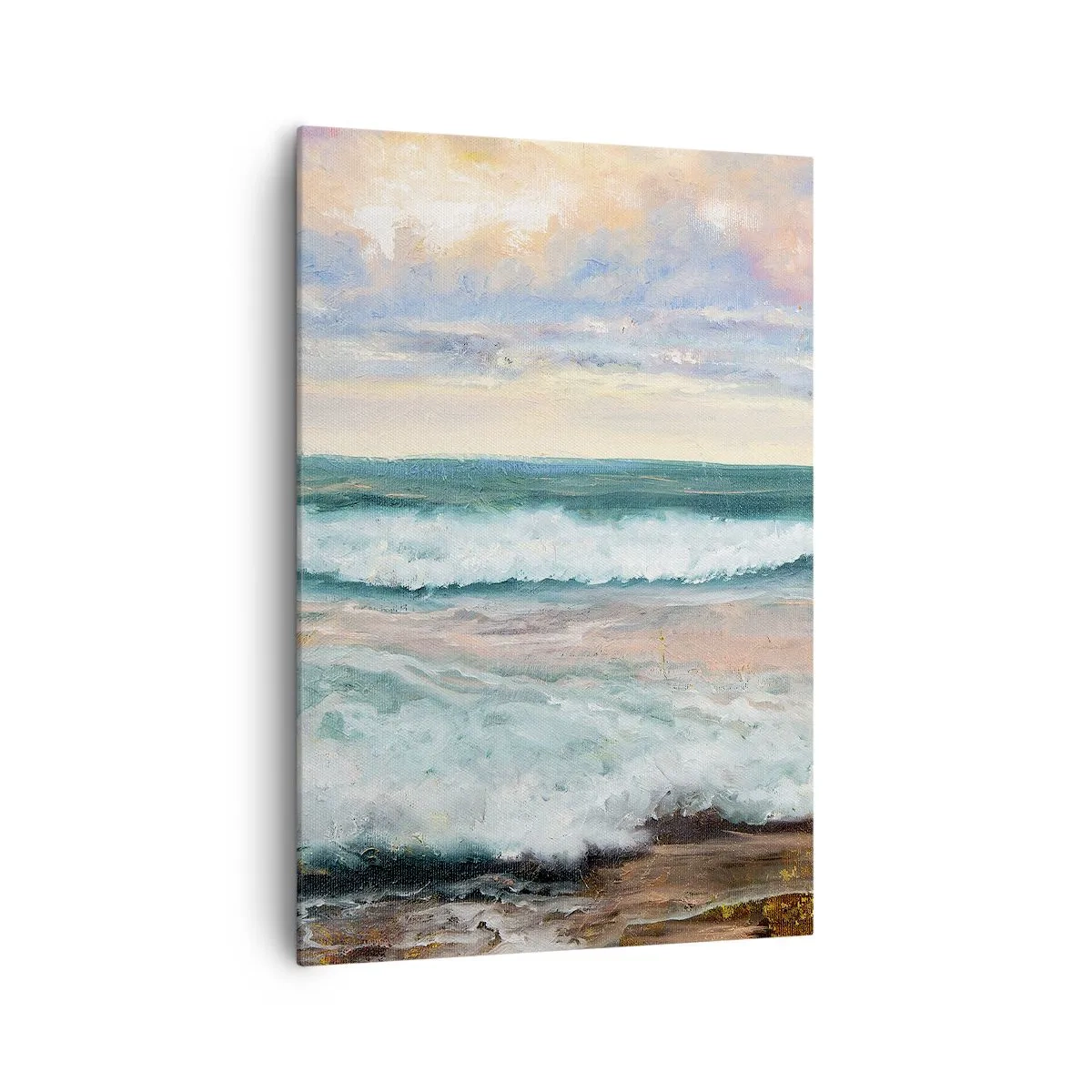Quadro su tela - Stampe su Tela - Onde del mare contro un cielo nuvoloso al tramonto - 70x100cm - Dove l'anima si calma - Decorazione murale moderna per soggiorno e camera da letto ARTTOR