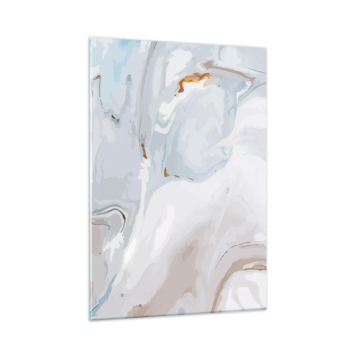 Quadro su vetro - Un delicato motivo marmoreo nelle tonalità del blu e del bianco - 50x70cm - Bianchi sovrapposti - Decorazione murale moderna per soggiorno e camera da letto ARTTOR