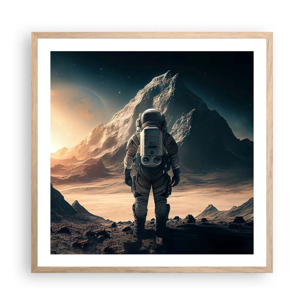 Poster in cornice rovere chiaro - Nuova sfida - 60x60 cm