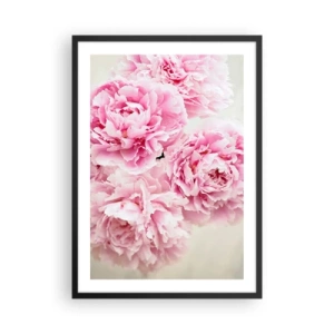 Poster in cornice nera - Un bouquet di peonie rosa su uno sfondo chiaro - 50x70cm - Nel fasto rosa - Decorazione murale moderna per soggiorno e camera da letto ARTTOR