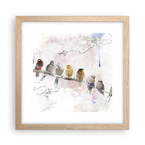 Poster in cornice rovere chiaro - Incontro alato - 30x30 cm