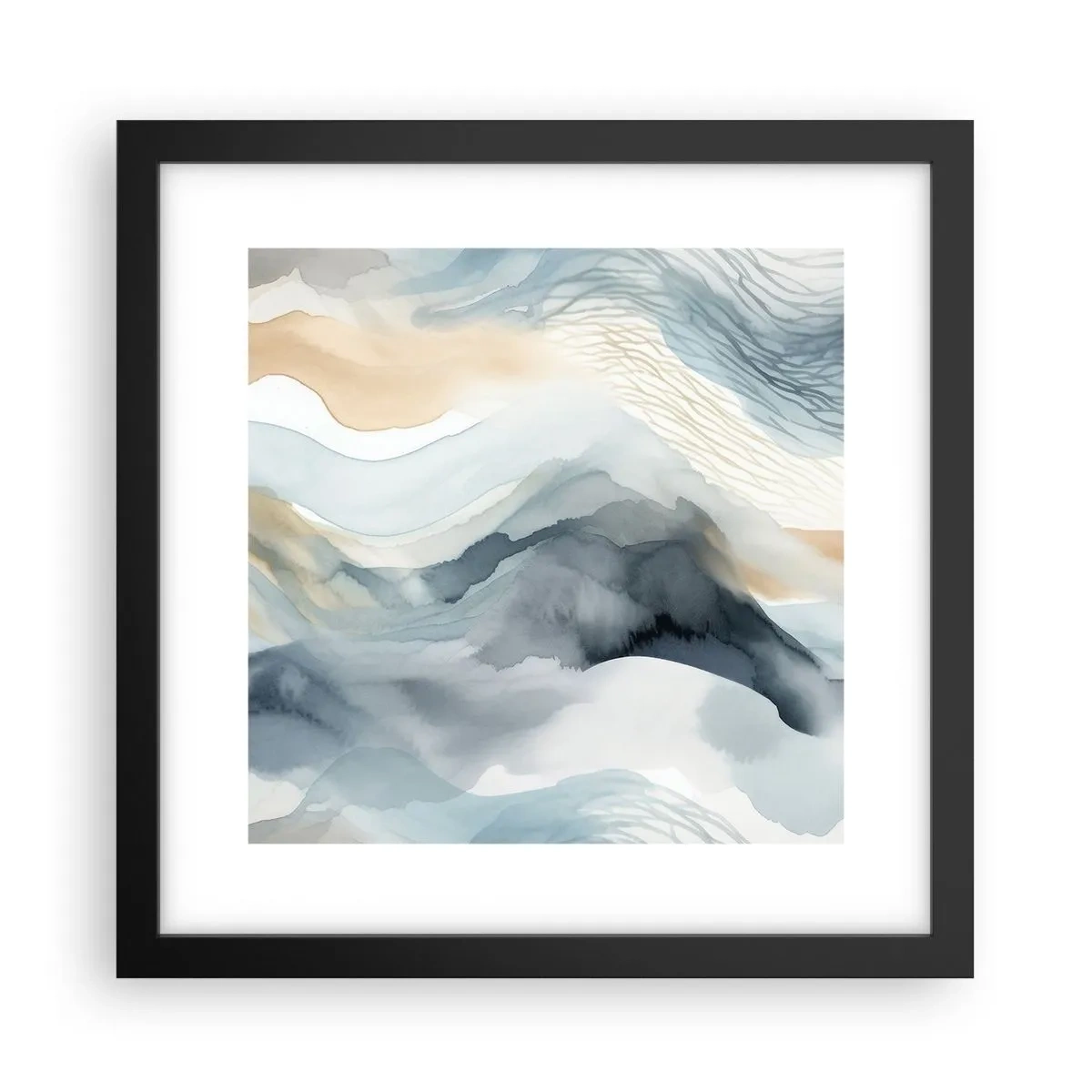 Poster in cornice nera - Astrazione nevosa e nebbiosa - 30x30 cm