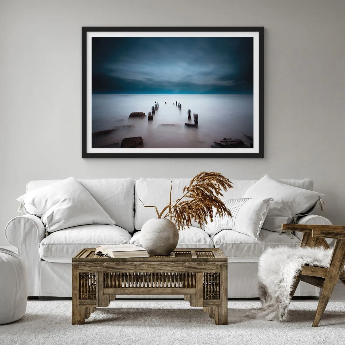 Poster in cornice nera - Lago pensieroso - 50x40 cm