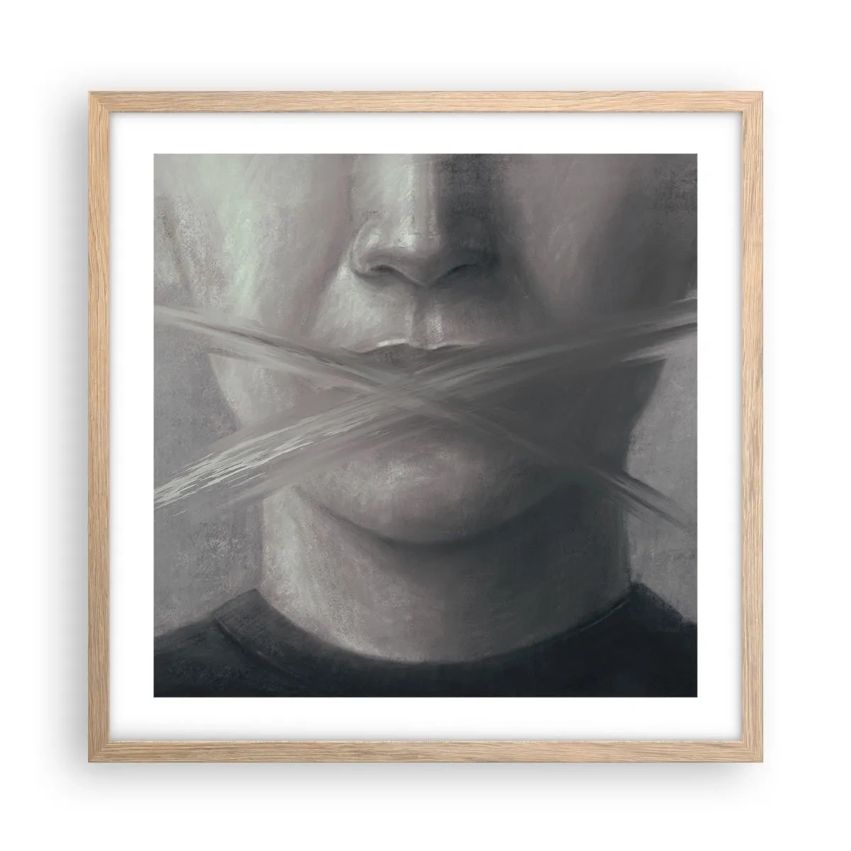 Poster in cornice rovere chiaro - Neanche una parola - 50x50 cm