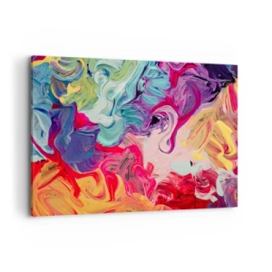 Quadro su tela - Stampe su Tela - Una composizione astratta con colori vivaci e vorticosi e una struttura dinamica. - 100x70cm - La nascita dei colori - Decorazione murale moderna per soggiorno e camera da letto ARTTOR