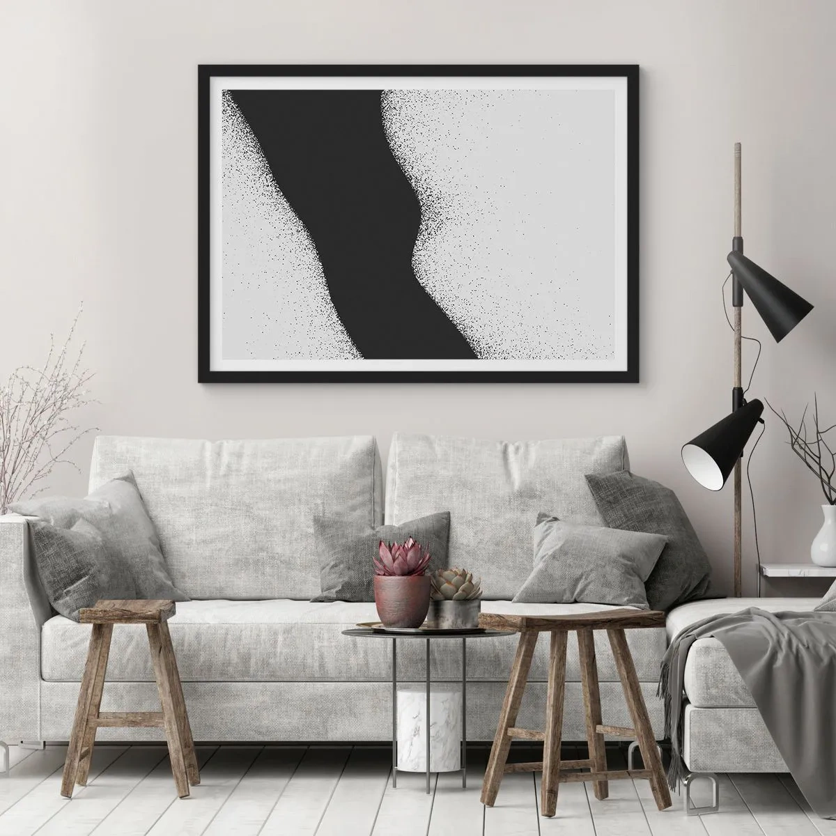 Poster in cornice nera - Equilibrio fluido - 91x61 cm