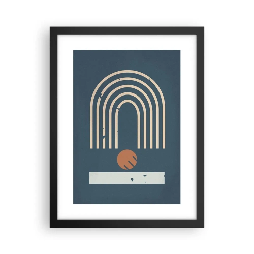 Poster in cornice nera - Geometria in blu - 30x40 cm