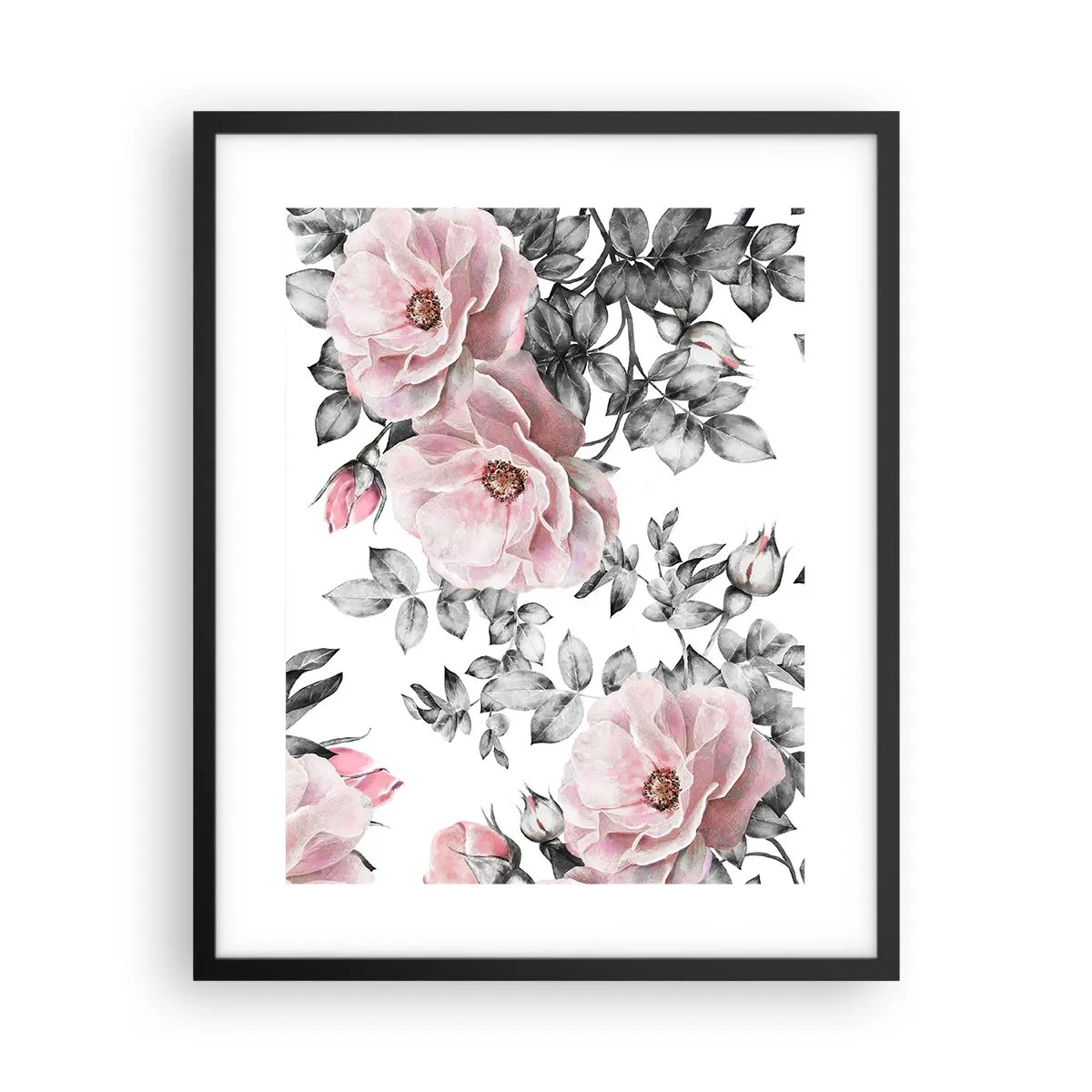 Poster in cornice nera - Perdersi tra le rose - 40x50 cm