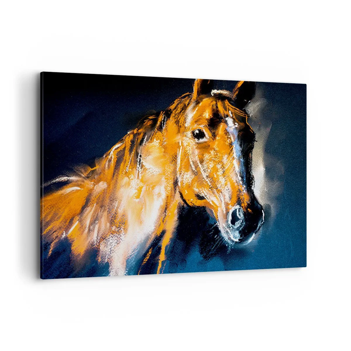 Quadro su tela - Stampe su Tela - Ritratto di un cavallo in stile dinamico e pittorico - 100x70cm - Allora, andiamo? - Decorazione murale moderna per soggiorno e camera da letto ARTTOR