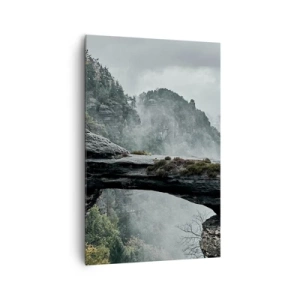 Quadro su tela - Stampe su Tela - Un arco di pietra circondato da montagne nebbiose e foreste - 80x120cm - Qui inizia l'avventura - Decorazione murale moderna per soggiorno e camera da letto ARTTOR