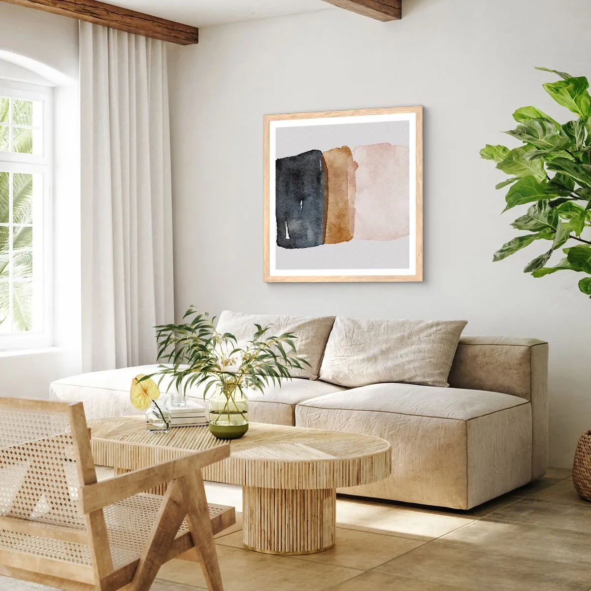 Poster in cornice rovere chiaro - Composizione di colori della terra - 60x60 cm