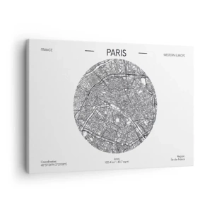 Quadro su tela - Stampe su Tela - Mappa di Parigi in stile minimalista - 70x50cm - Anatomia di Parigi - Decorazione murale moderna per soggiorno e camera da letto ARTTOR