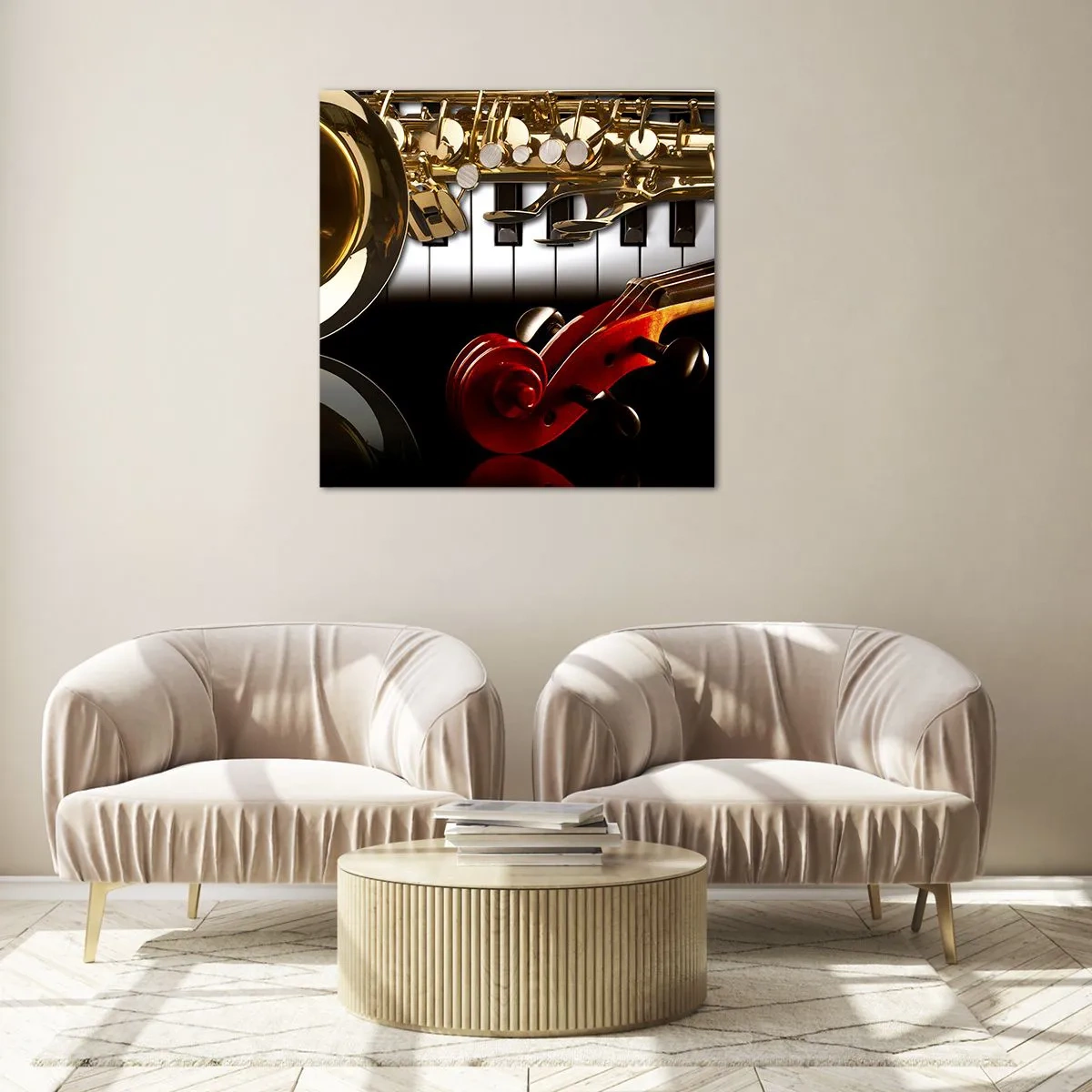 Quadro su vetro - Metallo, legno e avorio - 70x70 cm