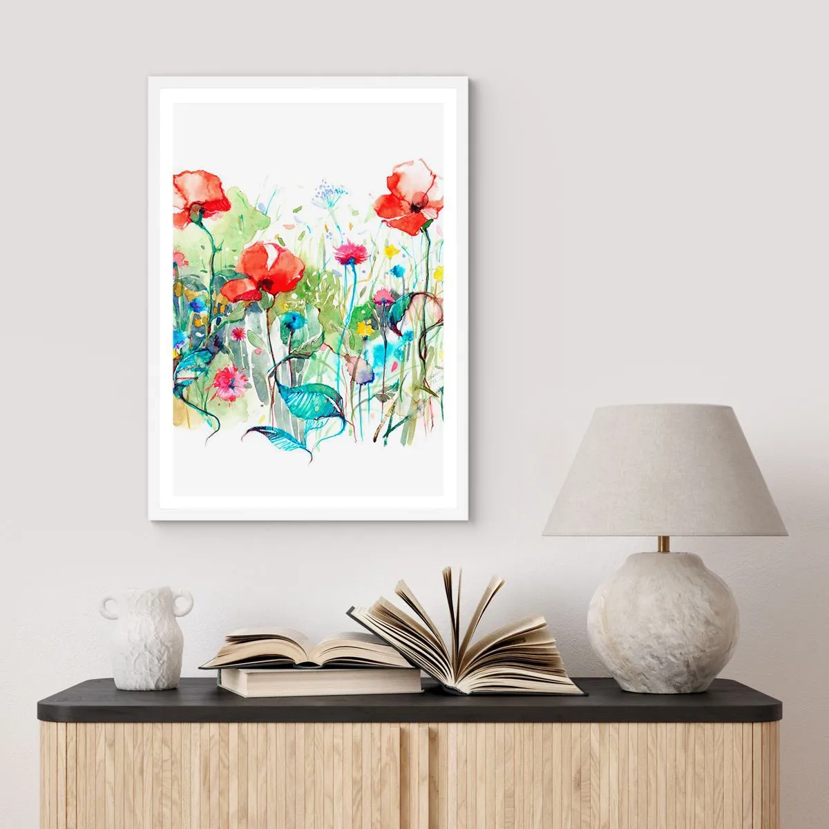 Poster in cornice bianca - Il prato fiorito a maggio - 70x100 cm