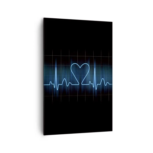 Quadro su tela - Stampe su Tela - Un'ancora di salvezza con un cuore su uno sfondo di monitoraggio medico nei toni del blu. - 80x120cm - Al ritmo del cuore - Decorazione murale moderna per soggiorno e camera da letto ARTTOR