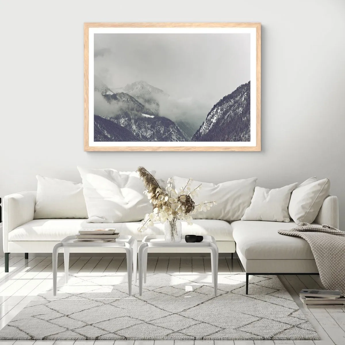Poster in cornice rovere chiaro - La valle delle nebbie - 91x61 cm