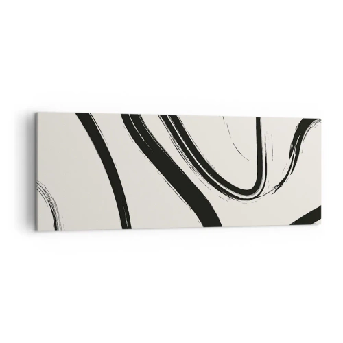 Quadro su tela - Stampe su Tela - Linee curve in bianco e nero su uno sfondo chiaro - 140x50cm - Capriccio bianco e nero - Decorazione murale moderna per soggiorno e camera da letto ARTTOR
