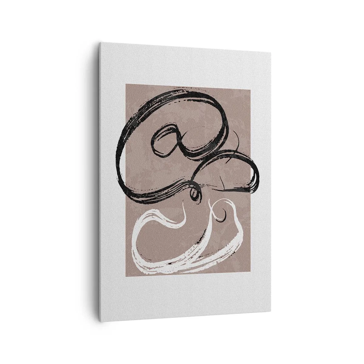 Quadro su tela - Stampe su Tela - Astrazione in bianco e nero su sfondo beige - 70x100cm - Composizione: alla ricerca della pienezza - Decorazione murale moderna per soggiorno e camera da letto ARTTOR