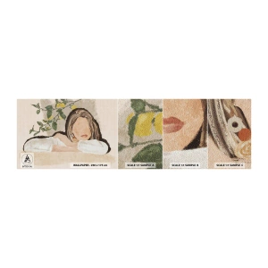 Campione di Fotomurale Adesivo Deluxe Sticker - Bellezza del sud - Donna, Limoni, Minimalismo - 100x30 cm