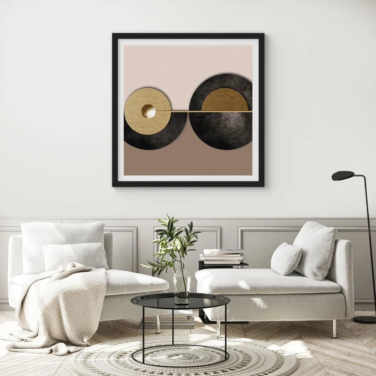 Poster in cornice nera - Variazioni attorno al cerchio - 60x60 cm