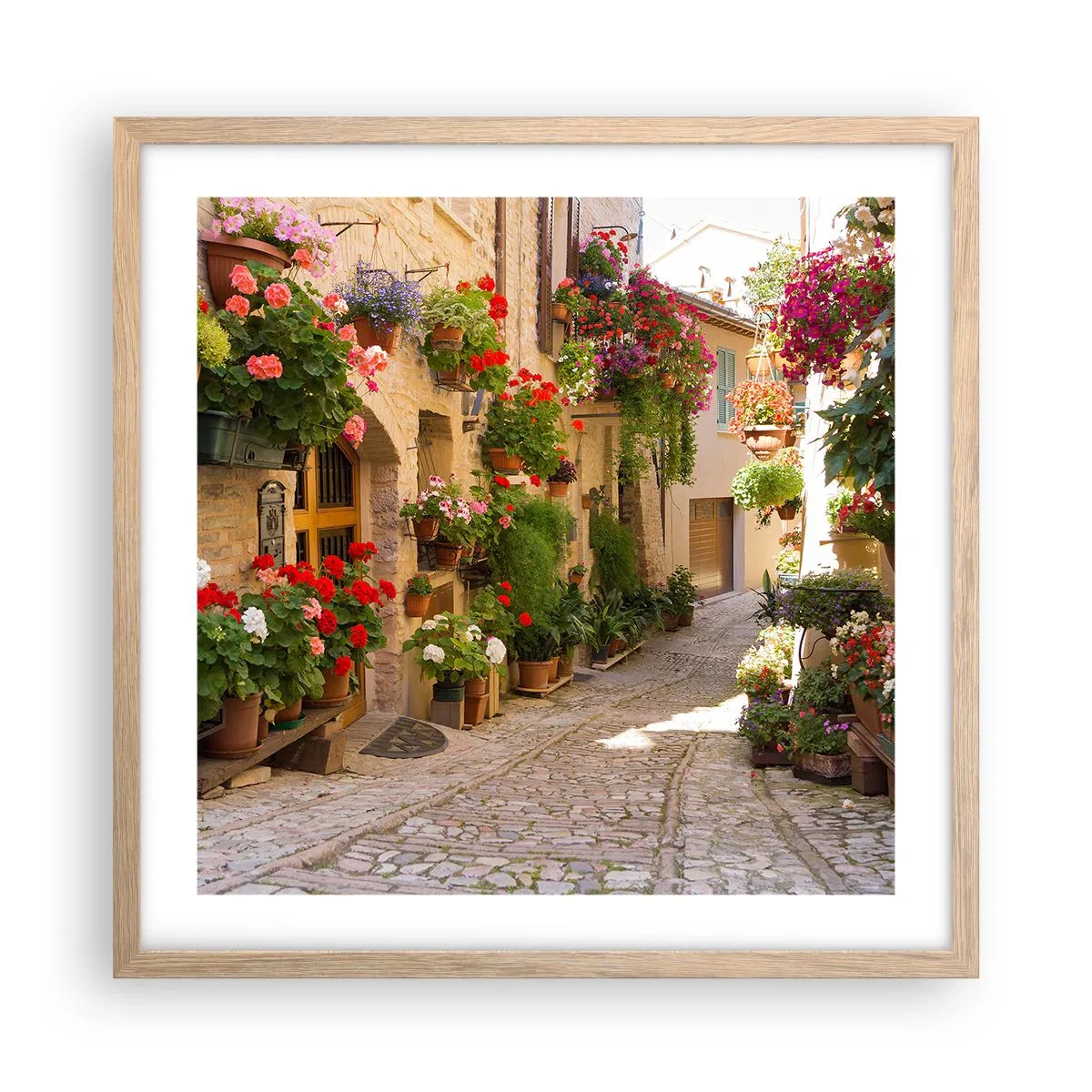 Poster in cornice rovere chiaro - Un'esplosione di fiori - 50x50 cm