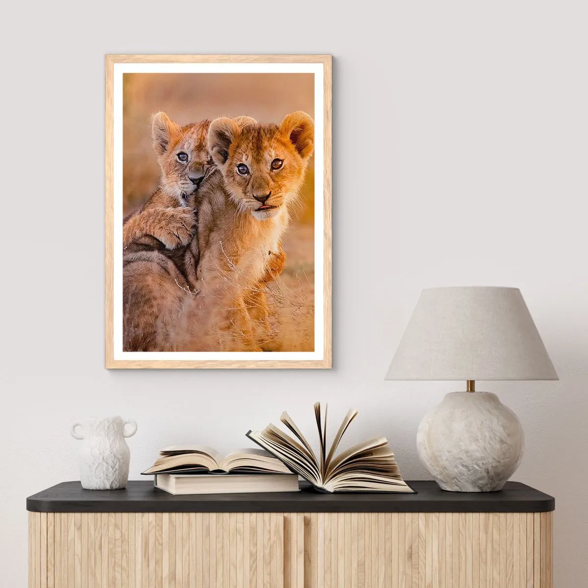 Poster in cornice rovere chiaro - Non disturbare! Giochiamo - 50x70 cm