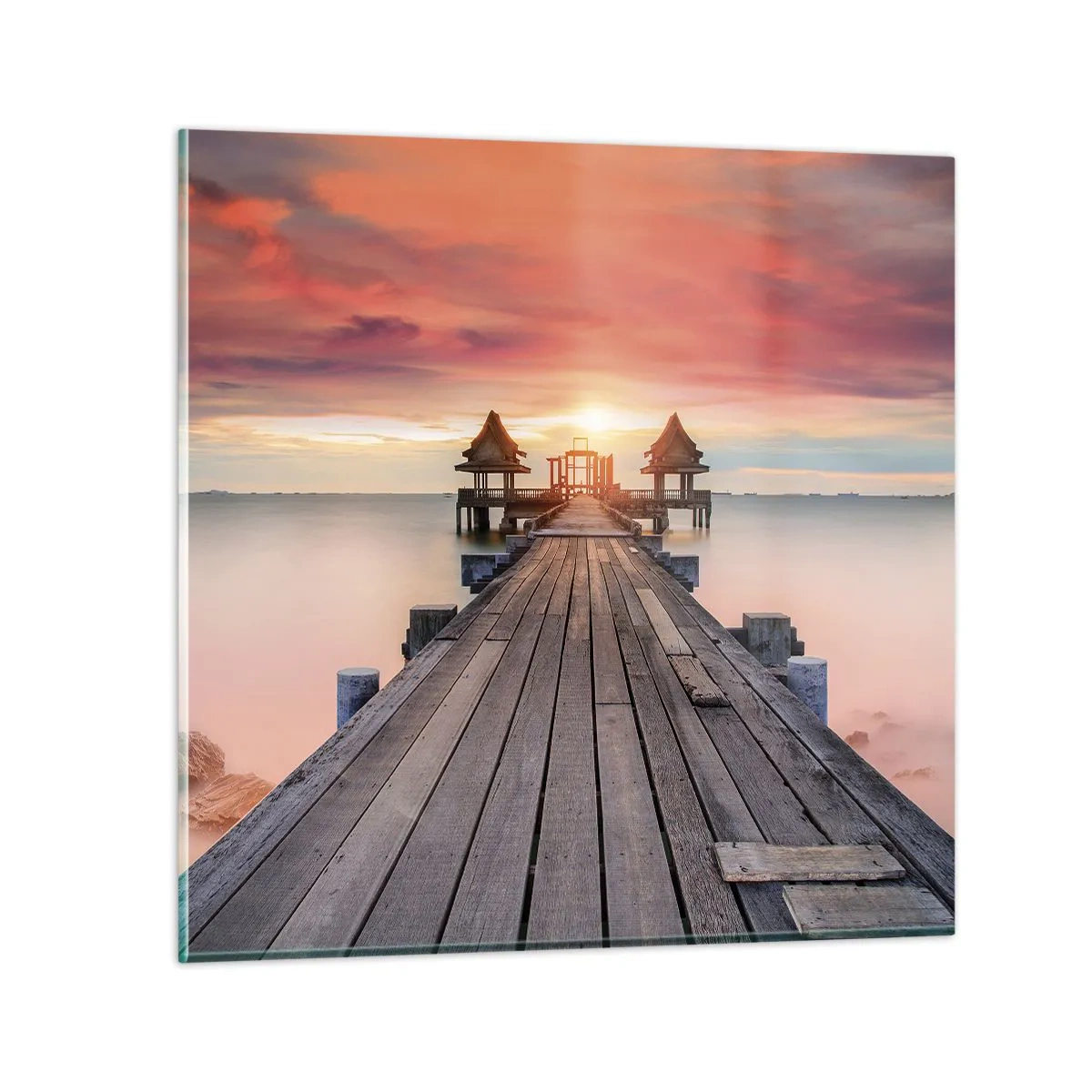 Quadro su vetro - Tramonto d'oriente - 40x40 cm