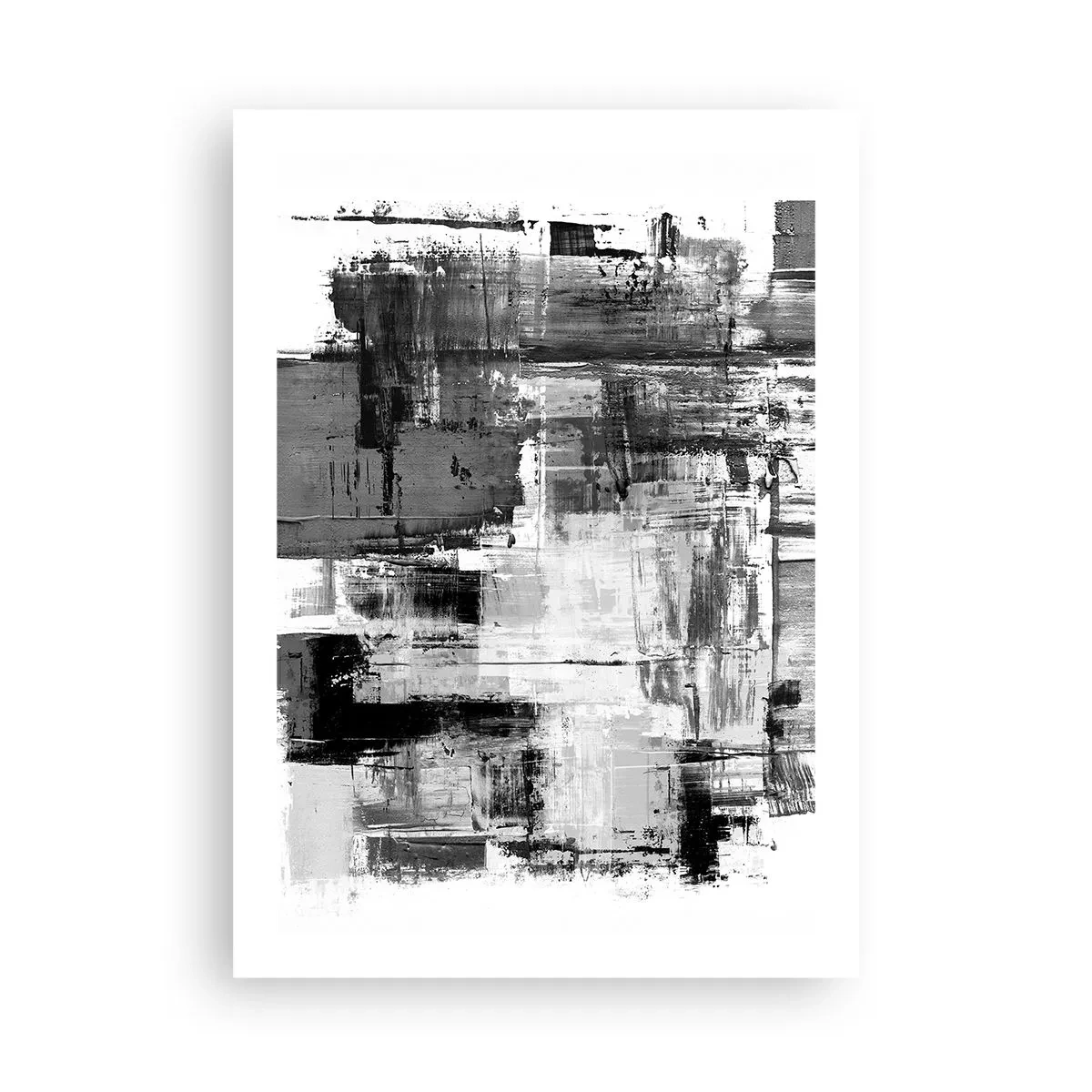 Poster - Composizione astratta nei toni del nero, bianco e grigio - 50x70cm - Il grigio è bello - Decorazione murale moderna per soggiorno e camera da letto ARTTOR