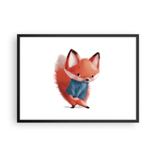 Poster in cornice nera - Una simpatica volpe in un vestito blu - 70x50cm - Ci sto bene? - Decorazione murale moderna per soggiorno e camera da letto ARTTOR