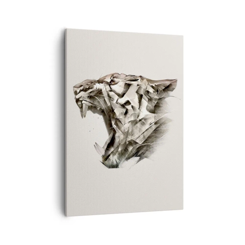 Quadro su tela - Stampe su Tela - Immagine astratta di una tigre nei toni del beige - 50x70cm - Sai chi comanda - Decorazione murale moderna per soggiorno e camera da letto ARTTOR