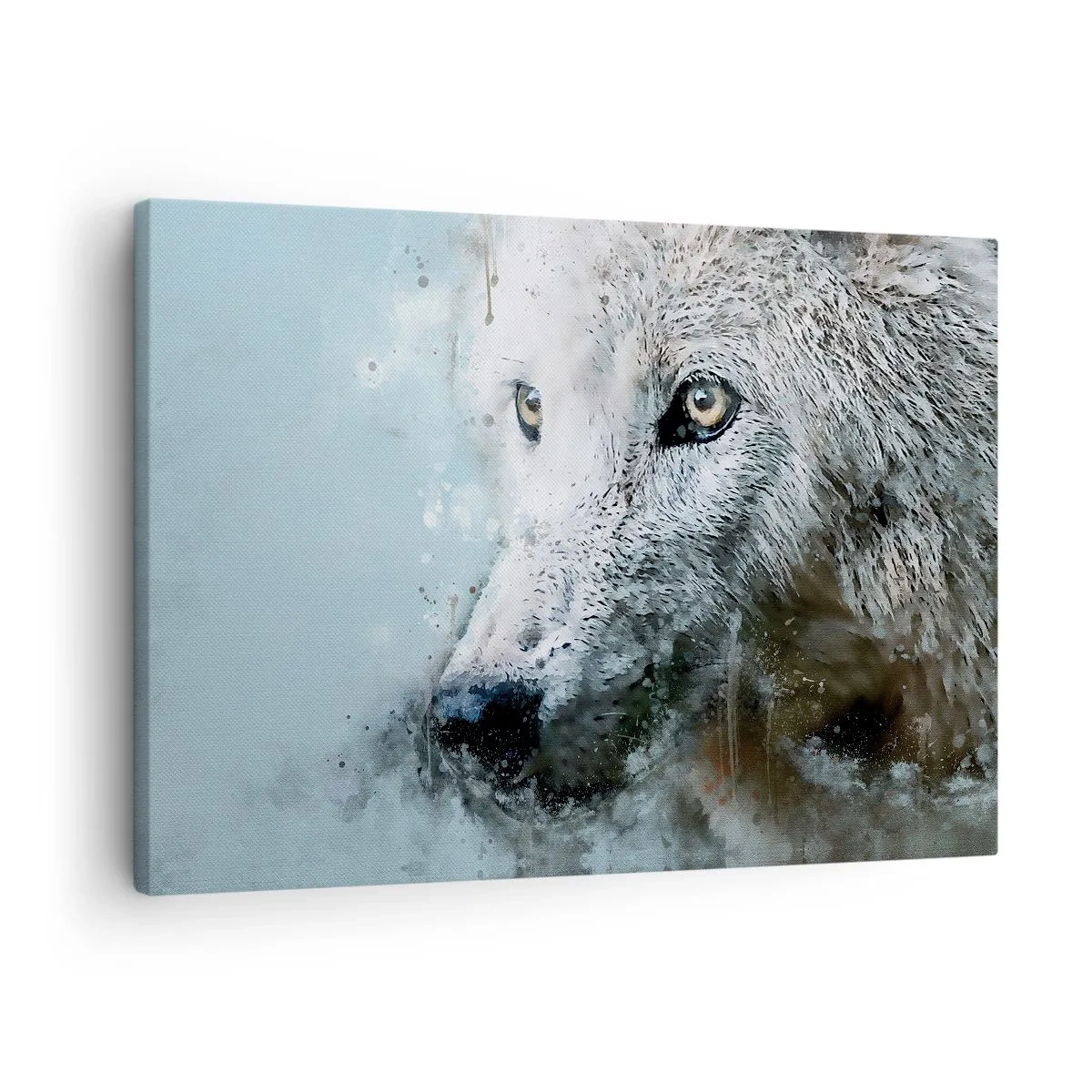 Quadro su tela - Stampe su Tela - Ritratto ad acquerello di un lupo - 70x50cm - Scopri l'anima del lupo - Decorazione murale moderna per soggiorno e camera da letto ARTTOR