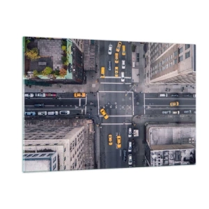 Quadro su vetro - Vista aerea di un incrocio trafficato della città - 120x80cm - Scelta semplice - Decorazione murale moderna per soggiorno e camera da letto ARTTOR
