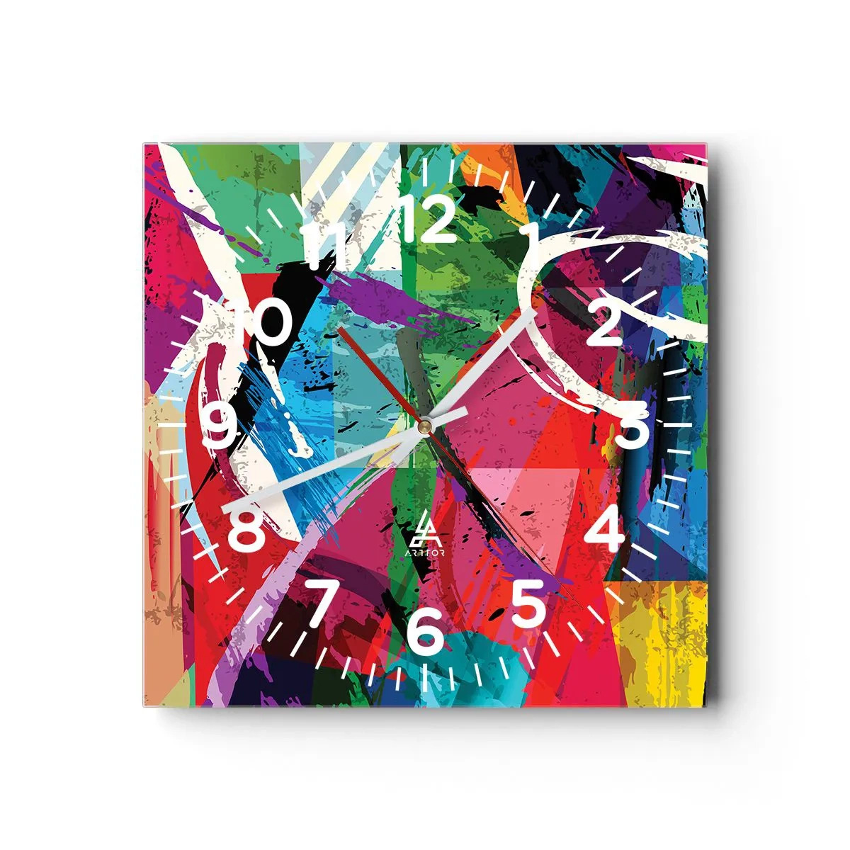 Orologio da parete - Orologio in Vetro - Veloce, vivo e saltellante - 40x40 cm