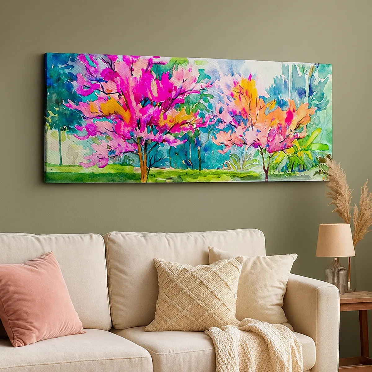 Quadro su tela - Stampe su Tela - Giardino multicolore nella luce della primavera - 30x30 cm